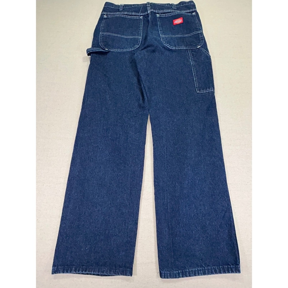 Vintage Dickies Mens Carpenter Jeans 30 Dark Wash Blue Denim Utility Work Pant - Picture 8 of 10